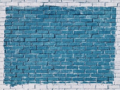 The Brick Wall Painted in Blue photo