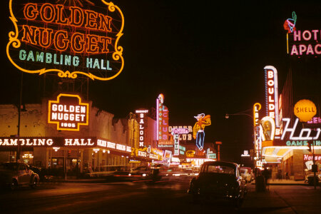 Golden Nugget and Pioneer Club in 1952 in Las Vegas, Nevada photo