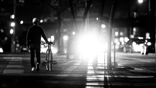 Walking the Bike in the City photo