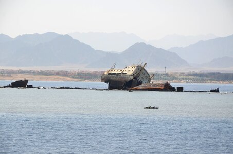 Water blue shipwreck