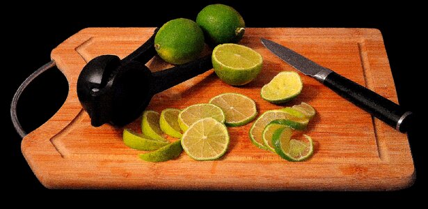Citrus fruits cutting board lemons photo