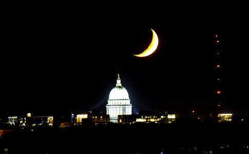 Crescent moon over the capital photo