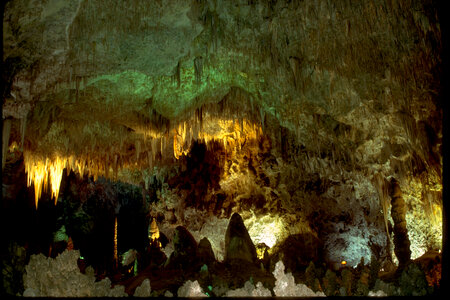 Stalactite hanging from the ceiling at Carlsbad Caverns National Park, New Mexico photo