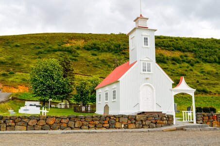 Iceland chapel most mountain photo