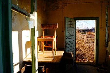 Window chair abandoned photo