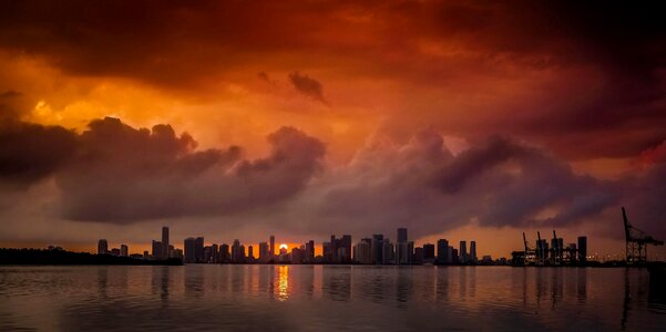 Miami skyline sunset sky cloud