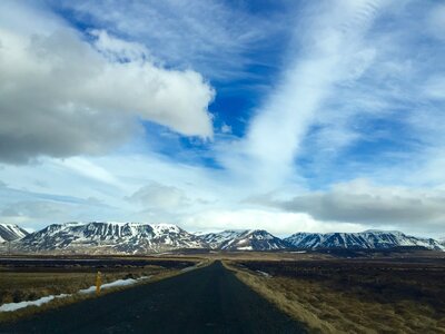 Lonely Road under the clouds in Iceland