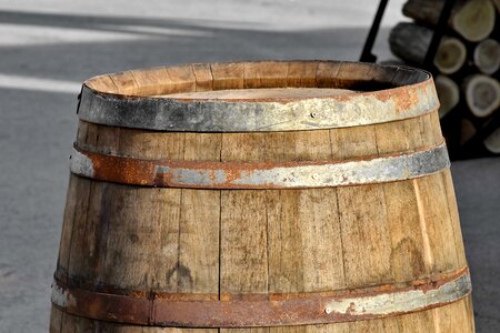 Barrel firewood handmade photo