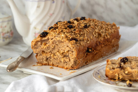 Cake with oats and raisins photo