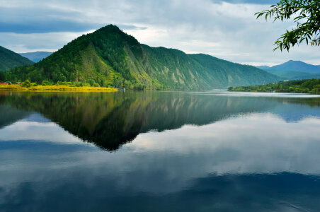 Evening Landscape Yenisei River in Siberia photo