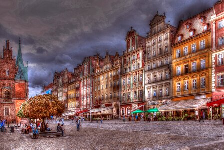 Colored townhouses old houses monuments photo