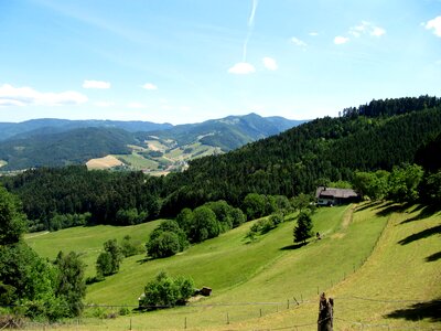 Landscape distant view forest house photo