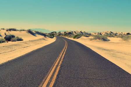 desert road and deep blue sky photo