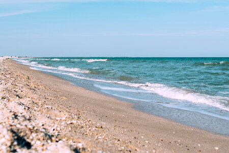 Beach and shoreline landscape in Kyrylivka, Ukraine photo