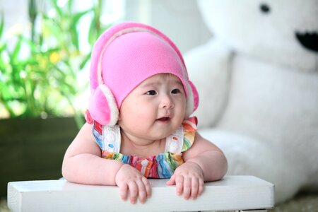 Headphone pink hat polar bear