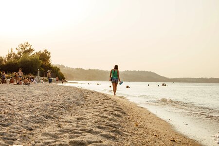 Swimming walking people