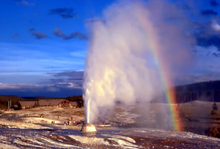 Rainbow over the Geyser in Yellowstone National Park, Wyoming photo