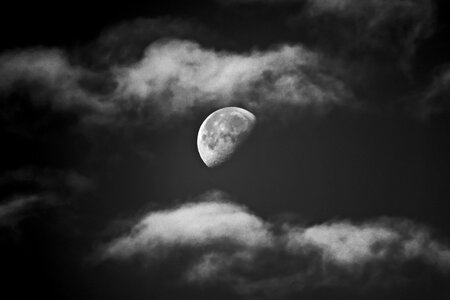 Clouds night black and white photo