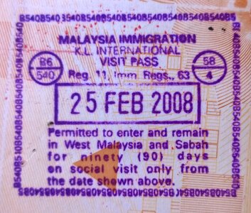 Malaysia visa stamp photo