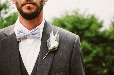 Bearded Groom in Elegant Suit with a Bow Tie photo