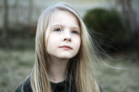 Pensive Little Girl Portrait photo