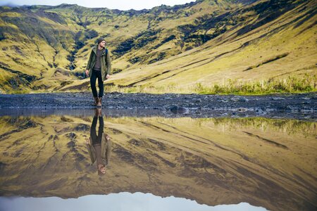 Hiker Lake Reflection photo