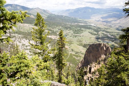 Bunsen peak hiking trail with beautiful landscape views photo