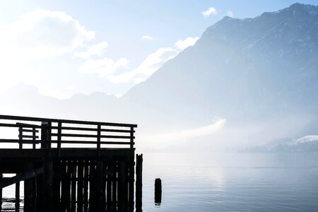 Beach dawn fog photo