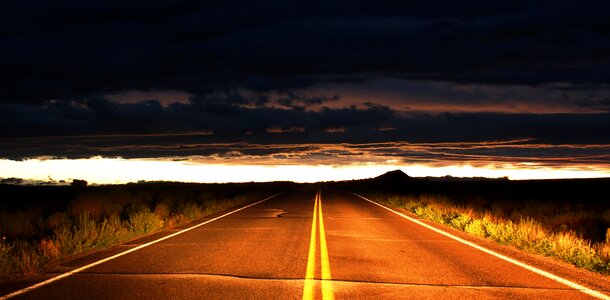 Bright and dark road photo