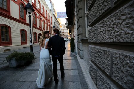 Wife wedding dress husband photo