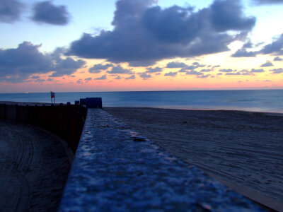 Ashdod beach with dusk sky and clouds in Israel photo