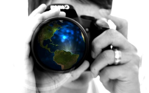 Lens earth globe photo