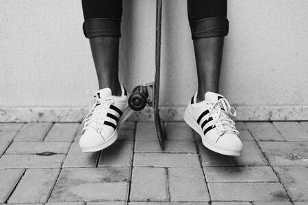 Black White Skateboarder photo