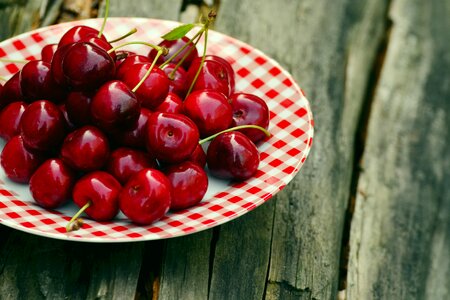 Cherries on Plate photo