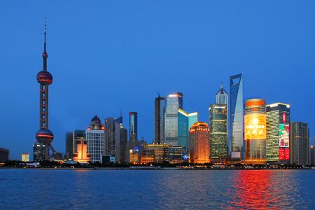 Shanghai skyline blue hour