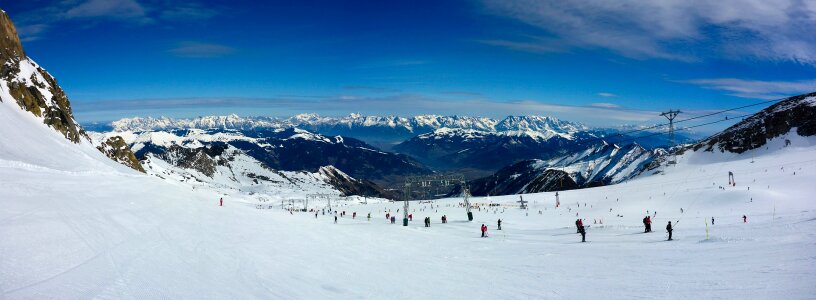 Winter with ski slopes of kaprun resort next to kitzsteinhorn