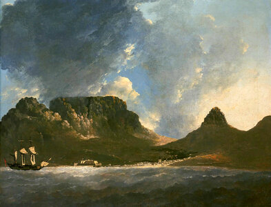 Table Mountain from Capt. Cook's ship HMS Resolution in 1772 photo