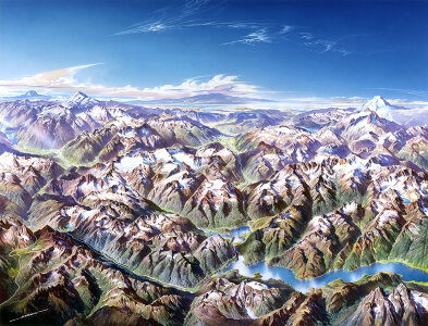 Drawing of the Northern Cascades, Washington