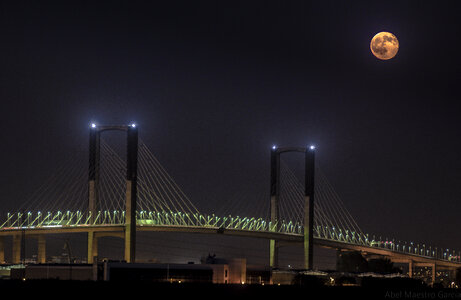Bridge of Triana in Sevilla at night, Spain photo