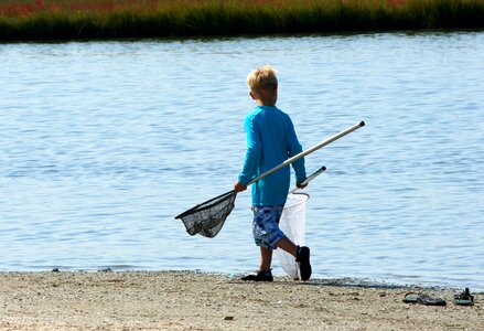 Boy water sea photo