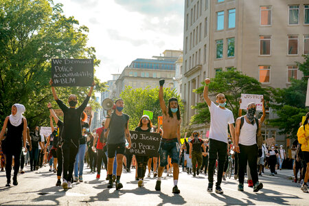 Protesters protest civil unrest photo