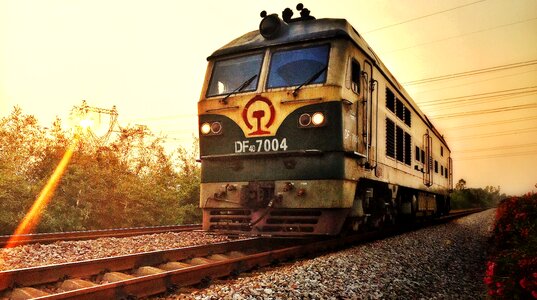 Train sunset rail photo