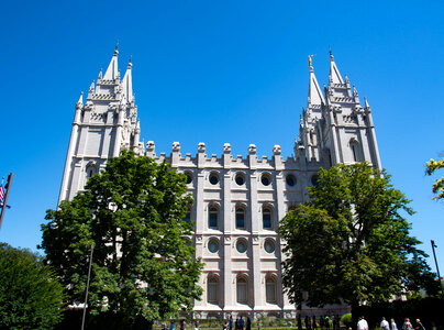 Large Mormon Temple, front view photo