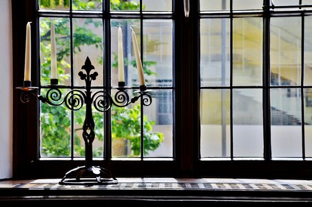 Candle holders candlelight window sill photo