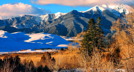 Snowy Dunes landscape with hills scene