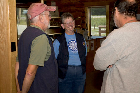 Visitors and volunteer working on crafts at Tetlin National Wildlife Refuge photo