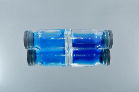Blue bottles horizontal