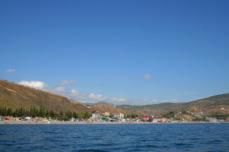 Black Sea pier and port harbor in Yalta, Crimea, Ukraine photo