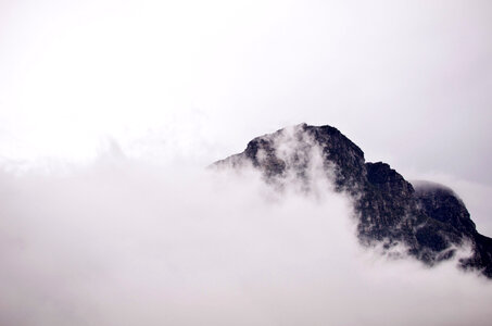 Fog and Mist over the Mountain Peak in Cape Town, South Africa