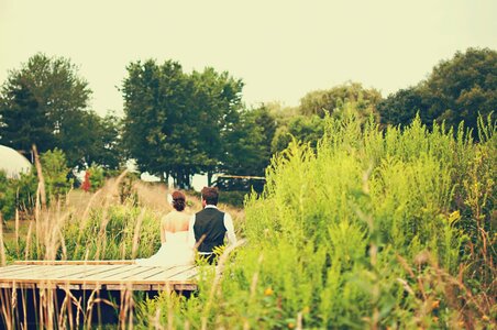 Bride couple grass